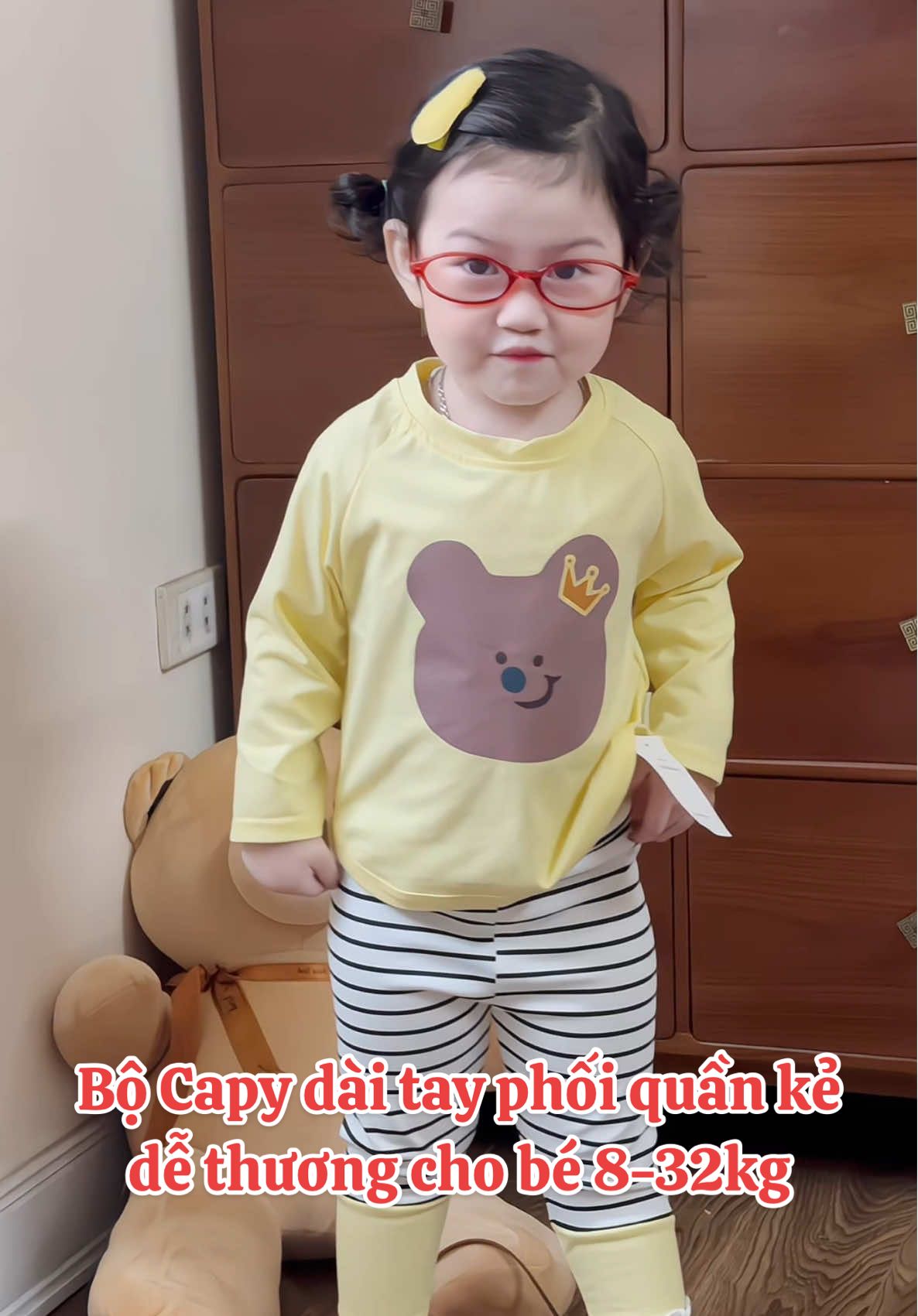 Bộ Capy dài tay phối quần kẻ dễ thương cho bé 8-32kg #xuhuong #viral #embegao #gaobaby #gaobabystyle #embedethuong♥️ #tucuagaoiu #gaomacgi #thoitrangtreem #fyp #setthudong #embedangyeu #thoitrangbe #thoitrangbegai 