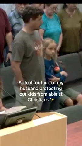 We got invited to a local town council meeting to celebrate our child being Stellar Student and we’re met with prayers and rhetoric. So fun when people try to force agnostic disabled kids to stand for prayers ✨ way to go @Jeff papa bear in full effect 🫶