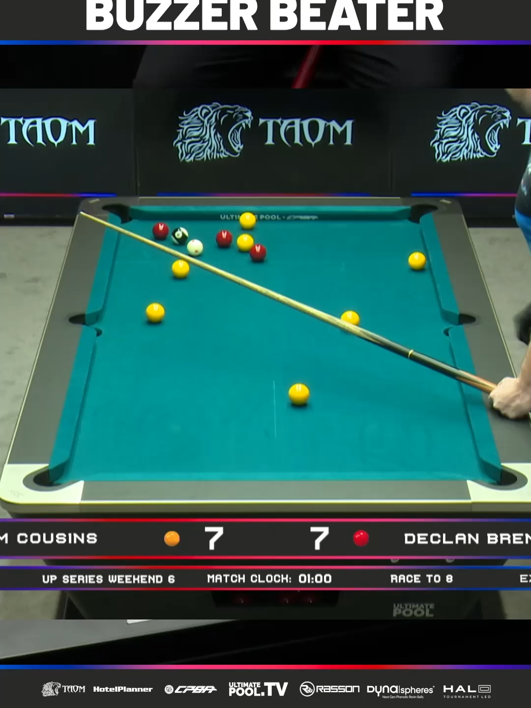 𝗖𝗢𝗨𝗦𝗜𝗡𝗦 𝗔𝗧 𝗧𝗛𝗘 𝗕𝗨𝗭𝗭𝗘𝗥! ⏱️ One of the all time great UP moments, Tom Cousins with the buzzer beater in the decider against Declan Brennan in the Pro Series 6 Final 🔥 These two will resume their rivalry this weekend at the Ultimate Pool Pro Series! #fyp #pool #billiards #snooker #8ball #8ballpool #challenge #skills
