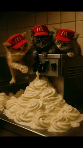 tough day at mcdonalds #McDonalds #cats #cattok #viralvideo #funnyvideo #ai #kittens #cattiktok
