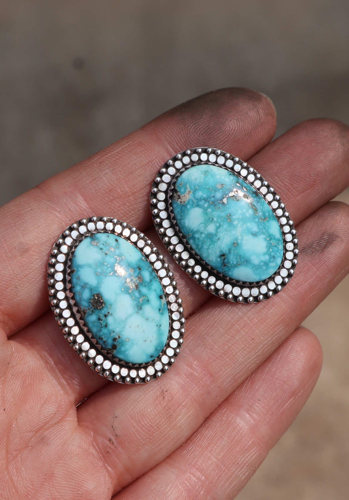 These earrings have 90 individual soldered balls! Just a peek of the labor of love that goes into each piece 🖤 #handmadejewelry #silverjewelry #metalsmith #silversmith #turquoisejewelry 