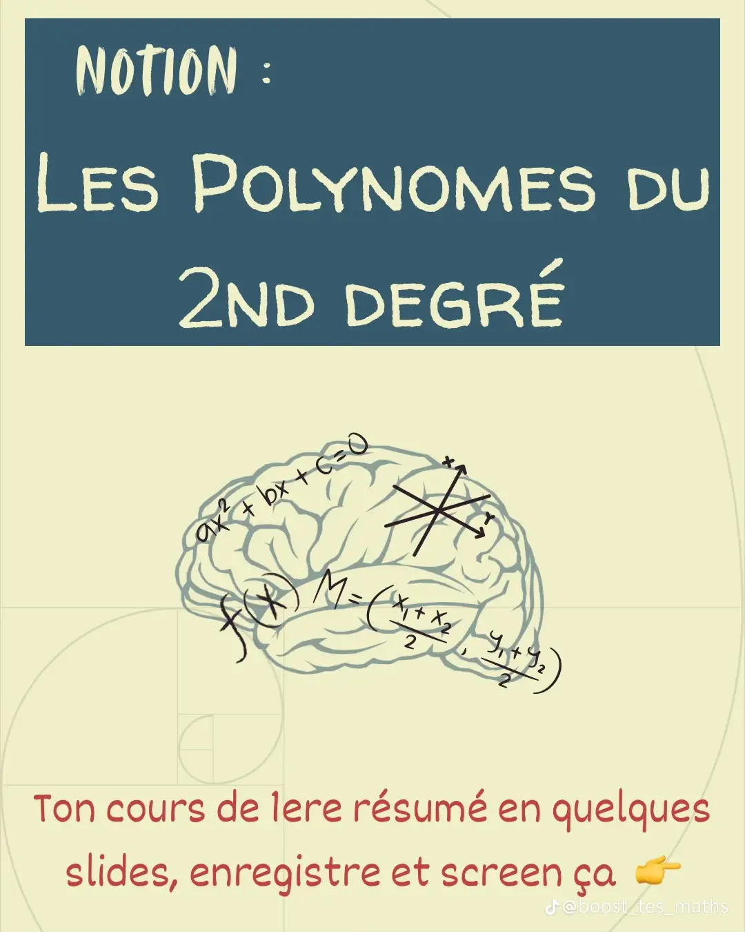Boost Tes Maths 📚 Photo 🔥 Ton cours sur les polynômes du 2nd degré en 1 minute ⚡ Résumé express : les polynômes du 2nd degré en 10 slides 📈 • un petit exercice à la fin pour vérifier si t’as bien compris 👀 
