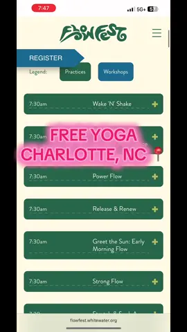 FREE Yoga 🧘🏽‍♀️ September 20,2025 ‼️ Charlotte, NC 🌊WHITEWATER CENTER ✨ #charlotte #fyppppppppppppppppppppppp #girlsnight #yoga #viral 