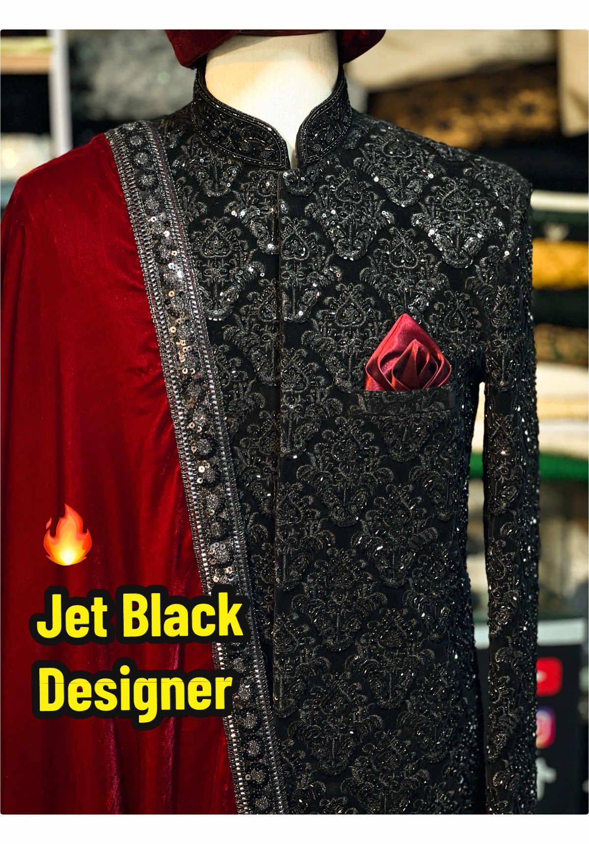 “Full Handwork Black Sherwani | Luxury Groom Outfit ✨🔥worldwide delivered 🌎/ 03150702769 #raufsons #weddingoutfit #uk #foryou #unfrezzmyaccount 