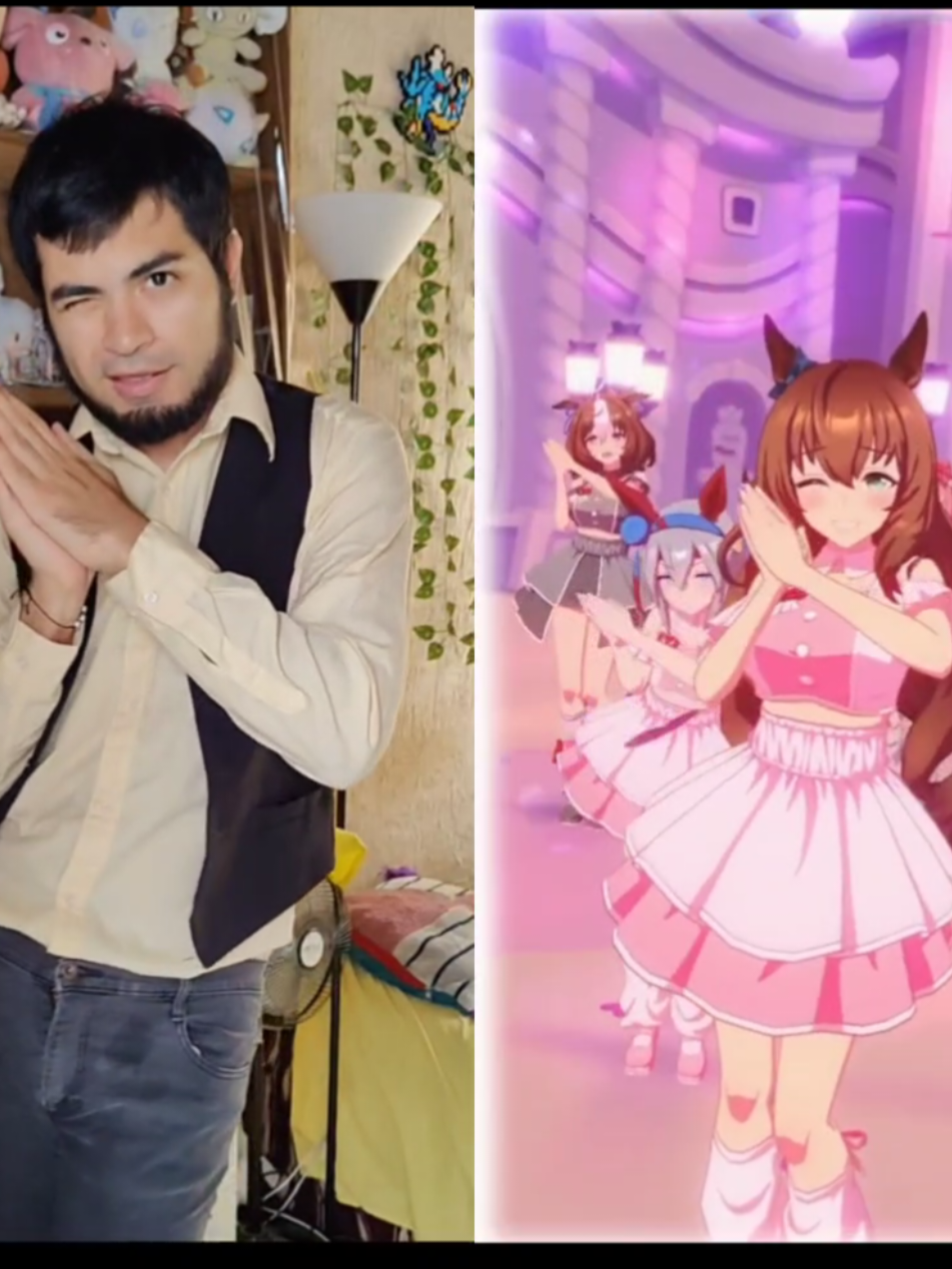 Trainer-san dancing because he came in first place in the Gemini Cup... Group B, but I did it. 🤭✨ Maruzensky video by: @❤︎  #umamusume #prettyderby #maruzensky 