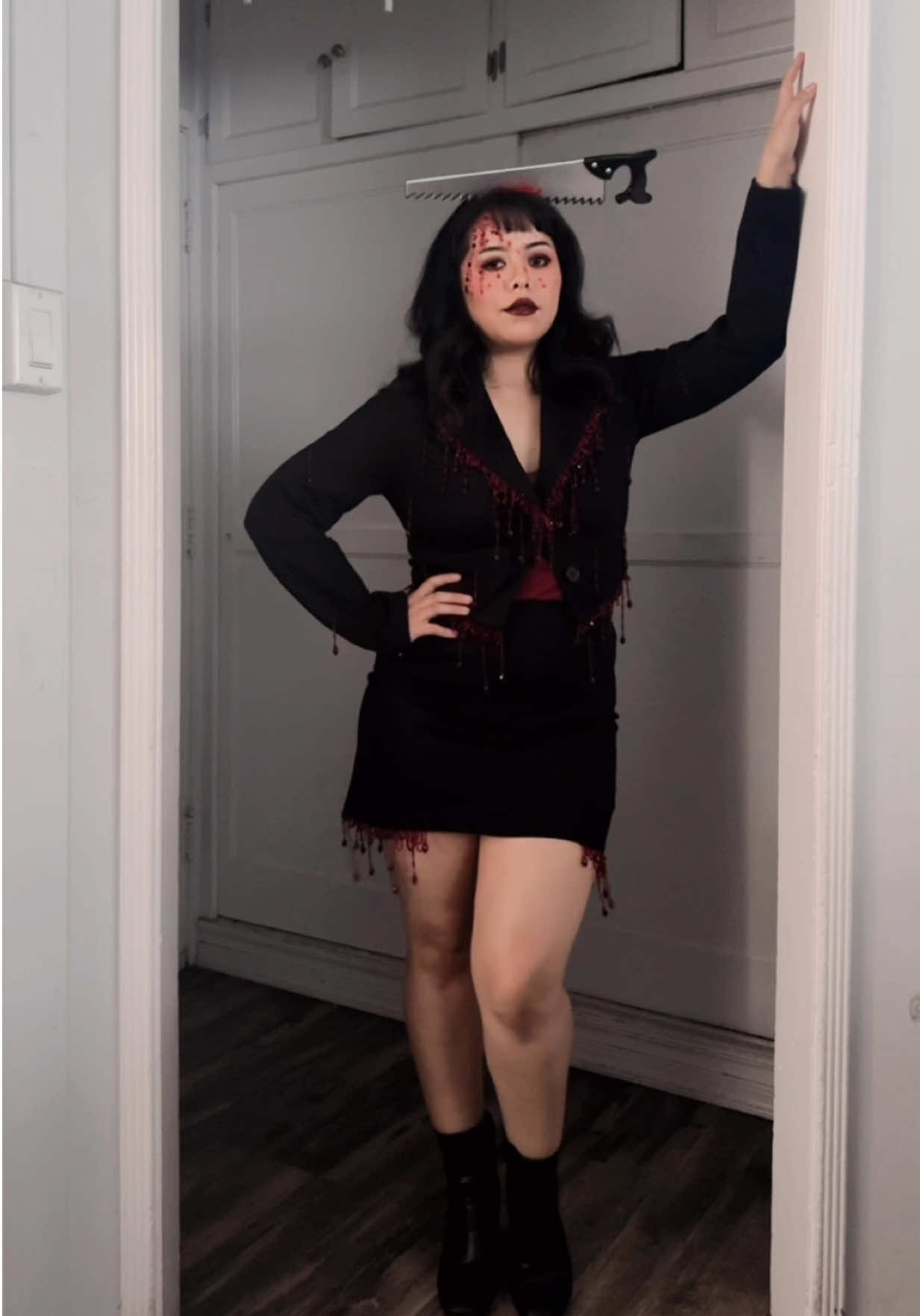 🩸Wearing #foxbloodshop new Blood Drip Fit! i am obsessed. They still have a couple sizes left so snag before it’s gone! I am so obsessed with this whole look@Foxblood Shop #outfitlook #fyp #halloweencostume #altfashion 