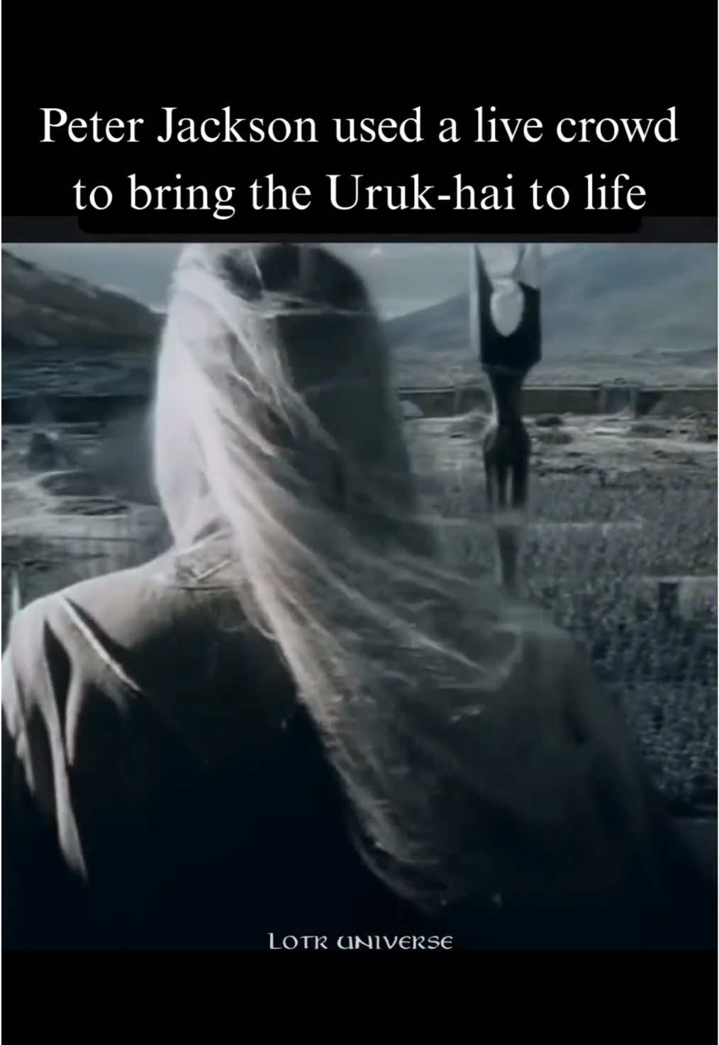 Did you know the Uruk-hai army’s chants were recorded in a stadium? Did you know? To create the terrifying Uruk-hai army in The Lord of the Rings: The Two Towers, director Peter Jackson took a unique approach by recording a live crowd at a cricket stadium in Wellington, New Zealand. During an innings break in the New Zealand vs. England ODI match in February 2002, Jackson led 25,000 fans in chanting in Black Speech. The chants, which translate to 