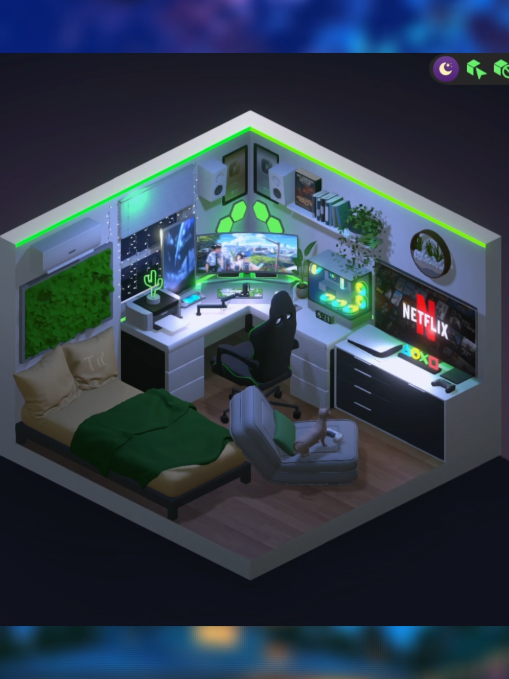 Setup Phòng Ngủ Cho Người Mệnh Mộc 🌿🎮✨ | Wood Element Bedroom Setup 🌿✨ #mydreamsetup #aesthetic #cozy #gamingroom #fyp 