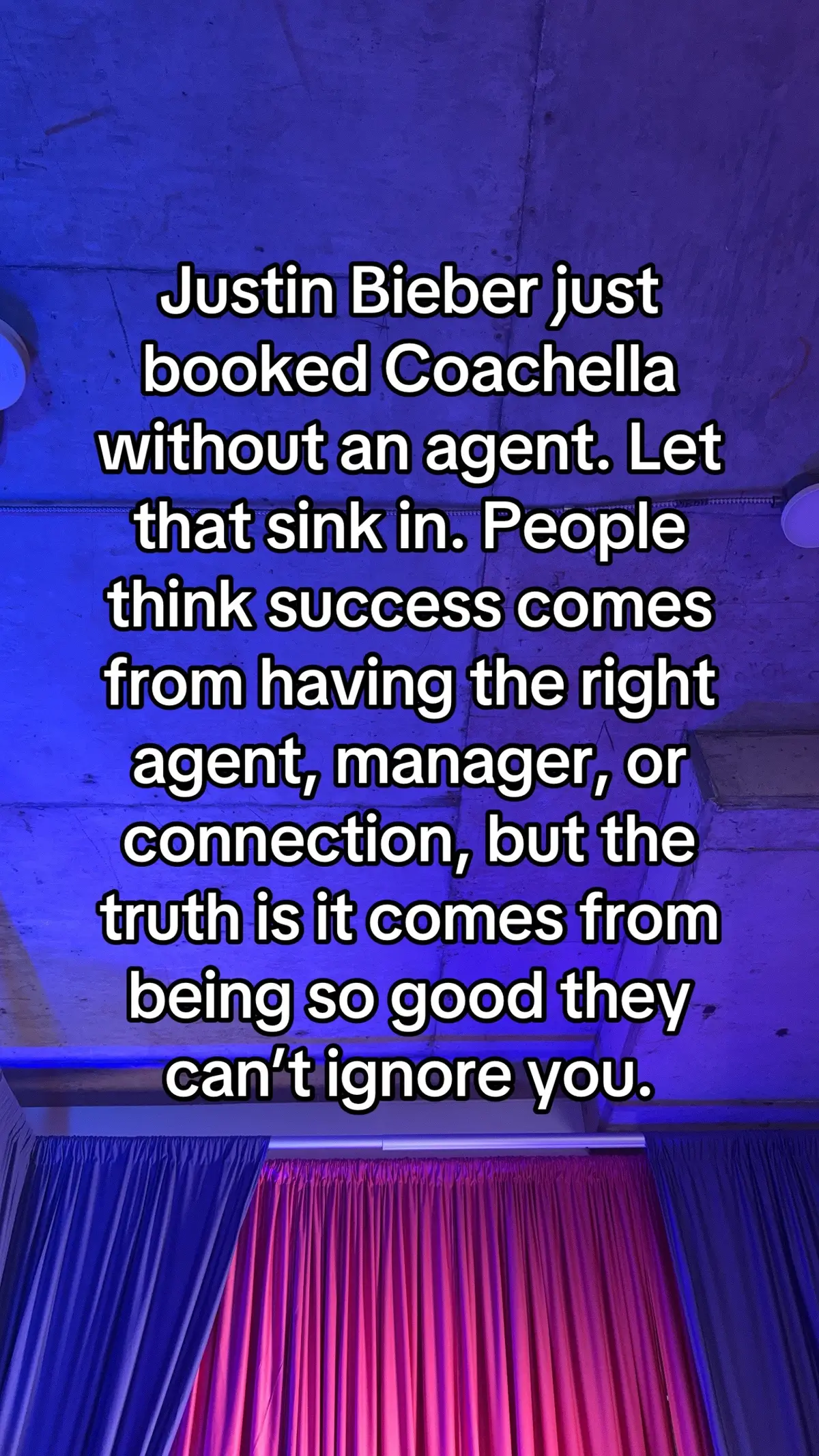 The longer I live in LA the more I realize sometimes agents and managers act more like gatekeepers than actual help. I’ve gone through different managers over the years and honestly most of it has been a terrible experience. I know it’s about finding the right fit, but seeing Bieber book Coachella himself just proves what I’ve been learning too. You don’t always need someone else to validate you. I’ve been building this on my own and doing exactly what he’s doing: showing up, being undeniable, and being so good they can’t ignore you 😁 #justinbieber #justinbiebercoachella #coachella #hollywood #motivation 