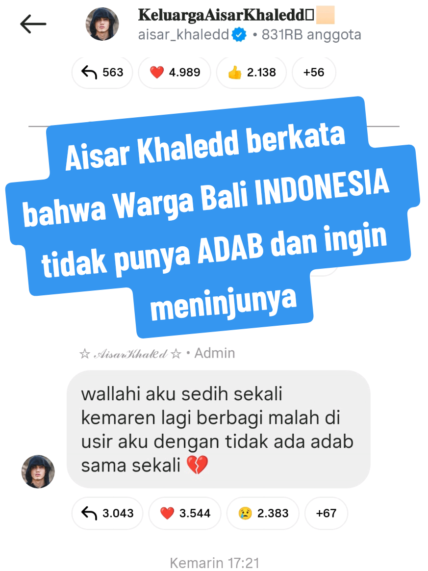 Kakek aisar khaledd sugiono dengan sengaja playing victim di akunnya agar semua fansnya menyerang Warga Bali yang sudah mengusirnya pada saat buat konten berbagi. Luar biasa yahhh kakek aisar khaledd sugiono ini, sekejam itu dia ingin menjatuhkan Bali dan warga Bali ketika dia tidak diterima. Dia dengan sengaja memprovokasi dan berniat menghancurkan Warga Bali yang sudah membuatnya marah.  Menakutkan sekali warga negara Malaysia yang lagi cari duit di INDONESIA ini. Warga negara INDONESIA yang cari duit di Malaysia itu semuanya harus tau diri lhooo dan harus siap di aniaya, lhaaa ini si kakek aisar khaledd ini malah tidak tau diri dan ngelunjak di INDONESIA sebebas-bebasnya. Bahkan dia berkata bahwa warga Bali tidak hormat, tidak bersyukur, tidak ada adab, mancing esmosi dan bahkan dia mau meninju warga Bali yang sudah mengusirnya (dia berkata, bagi gila boxing baru tahu). Pemerintah INDONESIA, Pihak Imigrasi dan juga Mentri Pariwisata mau sampai kapan kalian biarin si biang kerok kerusuhan ini bertundak sesuka hati di INDONESIA??? Di negaranya Malaysia saja dia dikecam lhooo karena kelakuannya itu, ini kok INDONESIA bebasin dia begitu??? Presiden Prabowo sudah sering dia senggol, Pemerintah, DPR, Pejabat dan banyak lagi yang sering dia senggol yang mana seharusnya dia tidak boleh ikut campur sebagai warga negara asing. Ayolah bertindak, karena jika dibiarkan INDONESIA ini akan semakin terpecah bahkan fansnya ada yang sampai bawa bawa atribut Gojek lhooo buat belain  si manipulatif itu.  #aisarkhaledd #fypviralシ  #banjirBali #Fyp #capcut @aryawedakarnasuyasa  @aryawedakarna.official  @AisarKhaledd  @AisarSultanMalaysia  @jennifer.coppen 