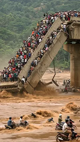 Moment the Bridge Collapses Due to Flooding! #disasterstrucks #fyp #viral