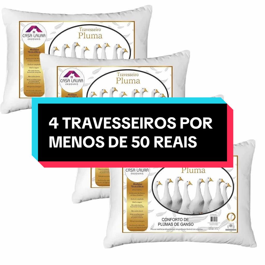 Kit 4 travesseiros por MENOS de 50 reais, COMPRE AGORA‼️‼️‼️ #tiktokshop #travesseiro #barato #brasil #paravoce 