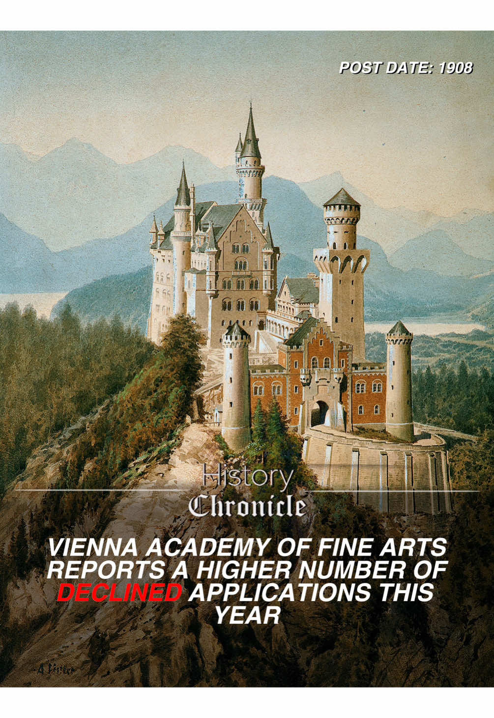 The Vienna Academy of Fine Arts has reported a noticeable rise in declined applications this year, citing a lack of technical skill and artistic potential in many submissions. One unsuccessful applicant was noted for “vision” but failed to grasp basic principles like perspective. Officials recommend rejected candidates explore alternative career paths, as they are unlikely to make a meaningful impact in the world of art or anything else. #History #breakingnews #historychronicle #ww2 #fyp 