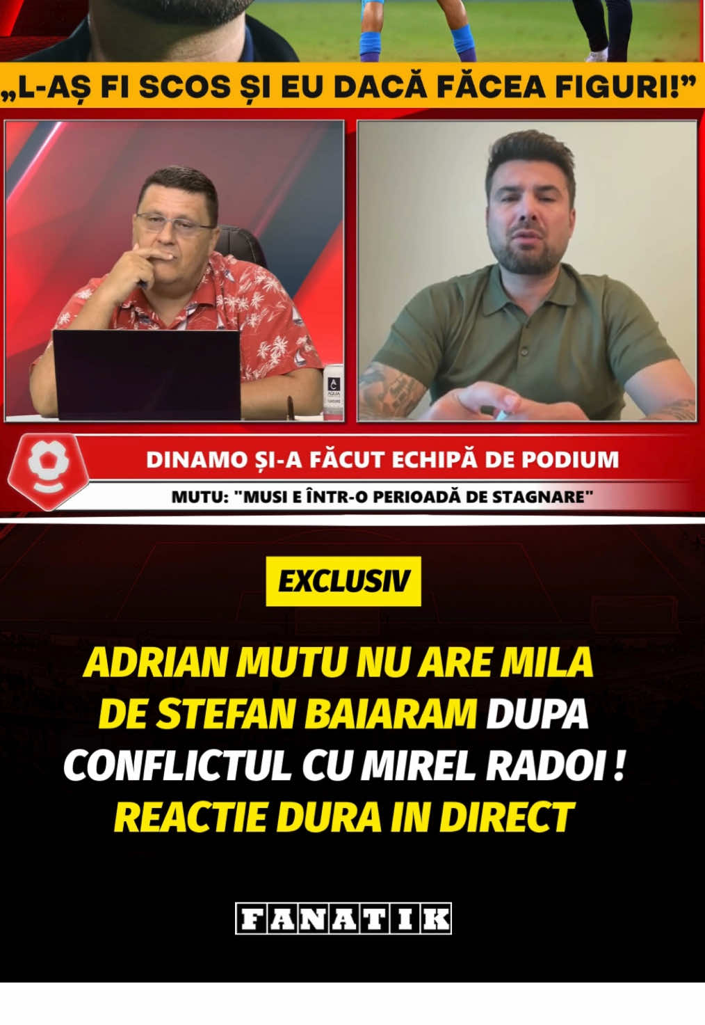 Adrian Mutu NU ARE MILA de Stefan Baiaram dupa CONFLICTUL cu Mirel Radoi! REACTIE DURA in direct la Fanatik Superliga cu Horia Ivanovici!  #fanatiksuperliga #horiaivanovici #mutu #craiova #baiaram  🔔FOLLOW for more  👍Like & Share  💬Lasa un comentariu  ➡️Intra pe www.fanatik.ro pentru stirile momentului! Link in bio