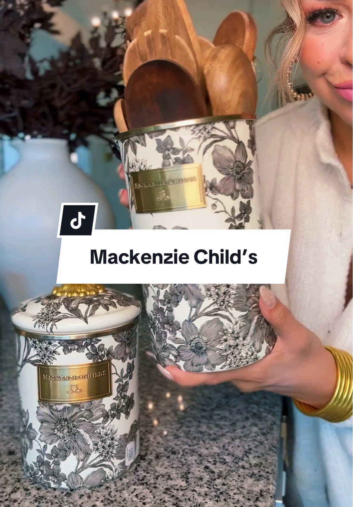 Adding a touch of timeless elegance with the McKenzie’s Sterling Garden utensil holder ✨ @MacKenzie-Childs @QVC, Inc #mackenziechilds #homedecorideas #homedecor #kitchendecor #tiktokshoprestock 