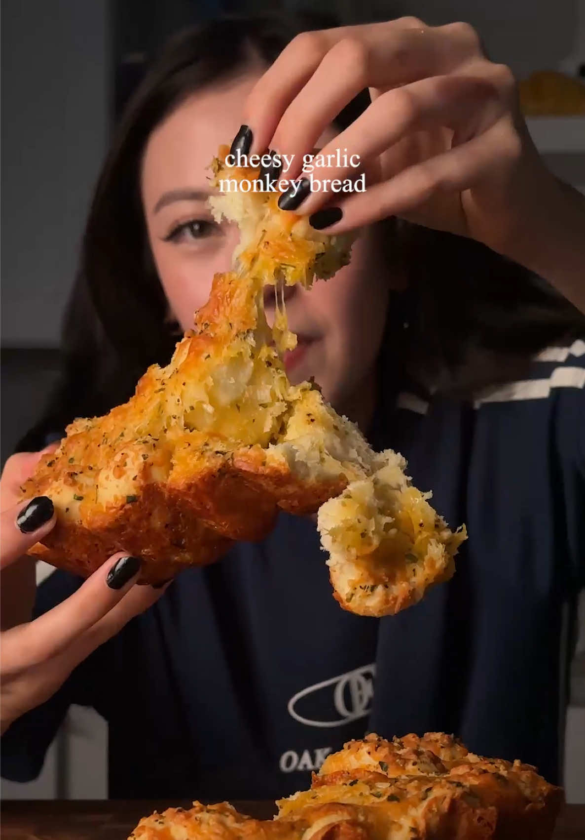 cheesy garlic monkey bread dough: 1 cup (125g) ap flour 3/4 tsp (2g) instant yeast (or active) 1/2 tsp (2g) sugar 1/2 tsp (3g) salt 6 tbsp (90g) whole milk, warm 1/2 tbsp (7g) unsalted butter, melted *to the warm milk, add in the yeast and sugar, mix a bit then let it rest a few minutes. if using active yeast, wait a bit longer. start over if it doesnt bloom. add in the melted butter, salt, and flour. mix until combined and then knead for about 7-10 minutes. place back in bowl and let rise in a warm place for about an hour or until doubled in size. once dough has risen, divide the dough up into small 1 inch balls.  cheesy garlic mix: ~2 tsp garlic (3-4 cloves), minced 3/4 cup (85g) mozzarella cheese 1/2 cup (55g) monterey jack cheese 2 tbsp (12g) parmesan cheese, grated 1 tbsp (2g) parsley 1/2 tsp (0.5g) oregano *grate the cheeses and add to a bowl. add the minced garlic, parsley, oregano, salt and pepper. make sure this is mixed well. portion about a cup of the cheese mixture and place in the bottom of the 9x5 baking pan. roll the 1 inch dough balls into the cheese mixture and place into the pan. let this rise again for about 30-45 min. bake at 350 for 30-35 min or until its golden brown on top. @Level Unlocked #LUPartner 