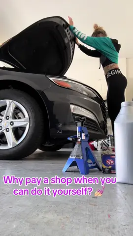 Who says oil changes aren’t a girl thing? Been doing them since 2021 💪 💅🏼 #girlssupportgirls #cartok #mechaniclife #carmaintenance #fypage 