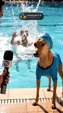Caramelo professor de natação… 😂🐕 🏊‍♀️  #caramelo #ia  Quer aprender a fazer vídeos iguais? Clica no link da bio