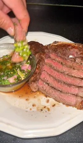 T- Bone Steak Cooked Medium Rare with The Best Chimichurri Sauce Recipe #foodtutorial #steak #EasyRecipe #dinnerfortwo #fyp