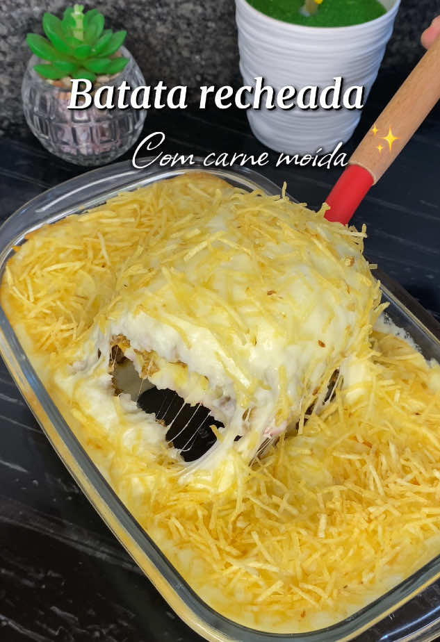 Batata recheada com carne moída✨😉🤤 #receita #batata #carne #receitas #receitafacil 
