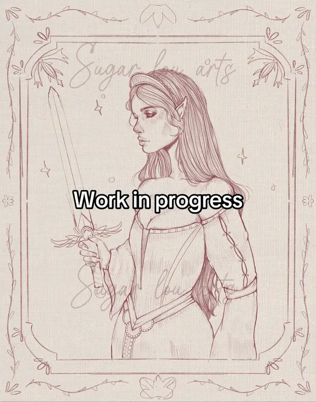 Her lineart is almost done! I just need to finish her sword and background. She’s surprisingly been such a relaxing piece to work on.  . . #medievaltiktok #cottagecore #ladyknight #knight #fantasy 