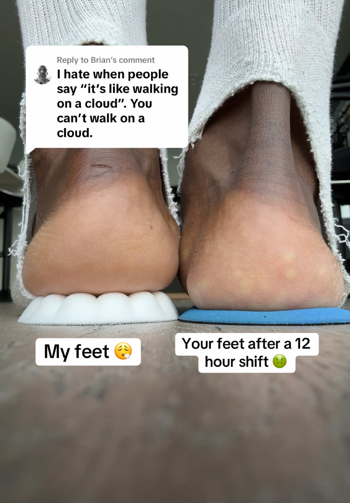Replying to @Brian Cloud insoles make my job so much easier on my feet 😮‍💨  They're so cheap and free shipping ✨‼️ #shoeinsoles #shoehack #cloudinsoles #feetcare #freeshipping 