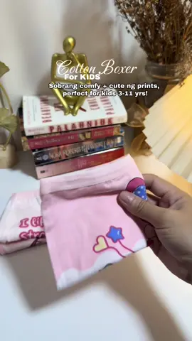 Soft cotton boxer panty for girls (3-11 yrs). Breathable, comfy, at super cute! Perfect for gift this christmas. Naka-sale pa limited time. Check out na bago maubos! #kidspanty #kidsboxer #cottonboxer #mommiesbudol #babygirl 
