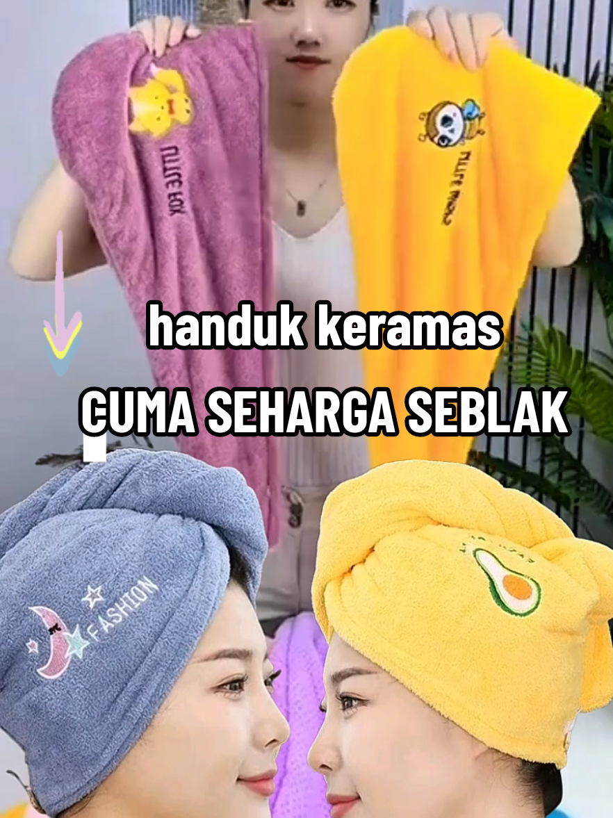 Handuk keramas kepala CUMA SEHARGA SEBLAK #handukkeramasrambutkepalawanitapraktismudahmenyerapair 
