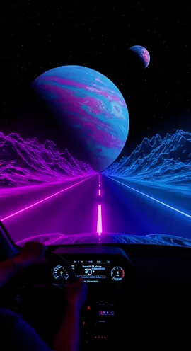 The road to the future.  #aigenerated #videotrends #aiart #creativecontent #synthwave 