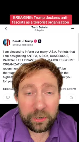 9/17 — NEWS: Trump declares anti-fascists a terrorist organization. #antifascist #breakingnews #Trump #antifa #news  