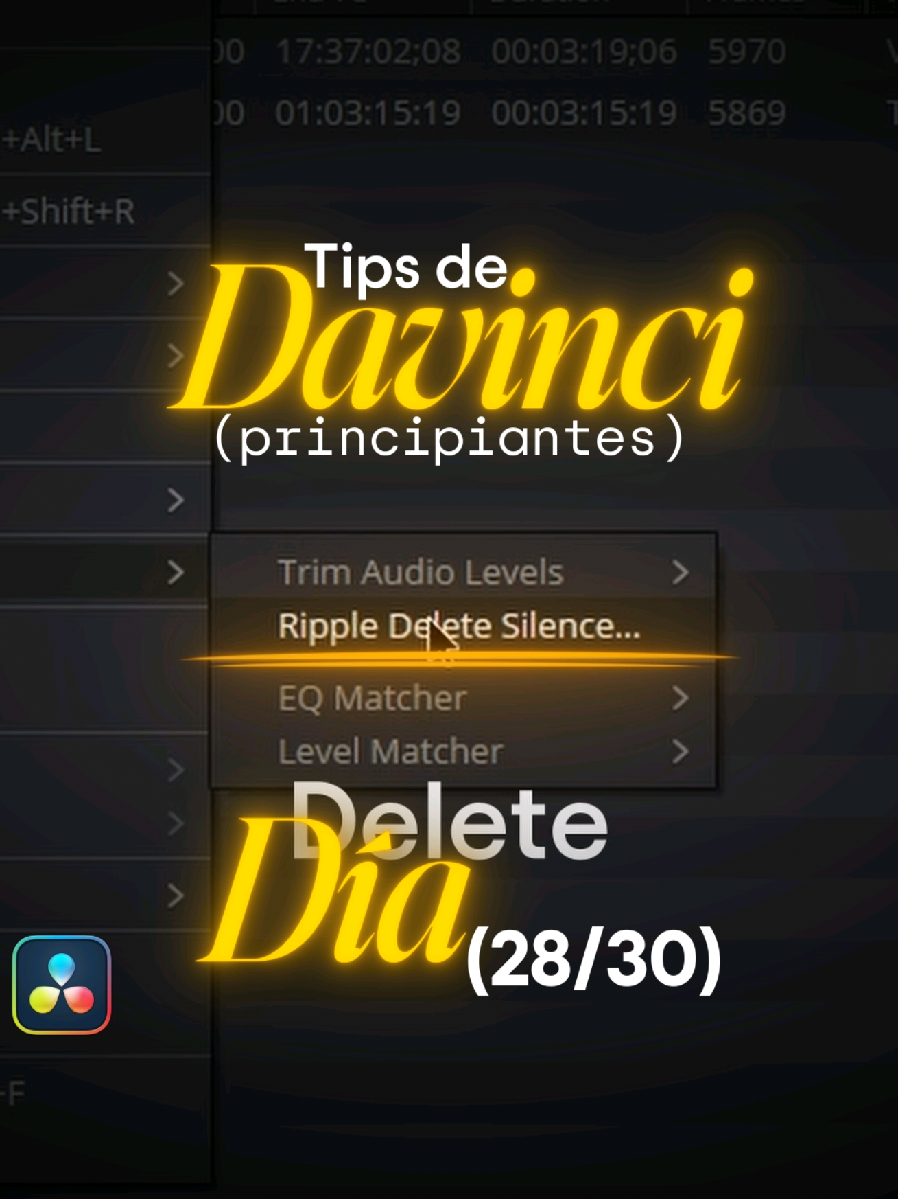 Como eliminar silencios automáticamente en Davinci Resolve para Principiantes Día 28/30 #davinciresolveespañol #ediciondevideo #davinciresolvetutorial #davinciresolve 