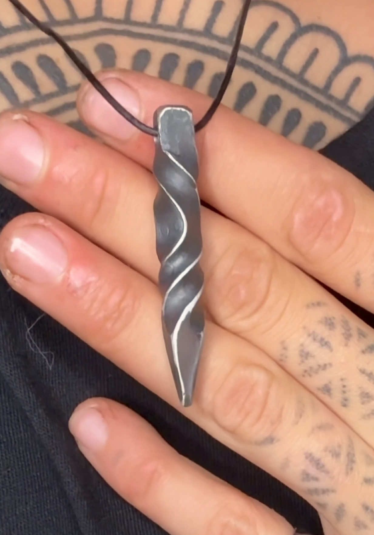 I forged some twisty spikey pendants🔥 these guys are up on anvilanna.com!  #blacksmith#forge#jewelry#pendant#handmade