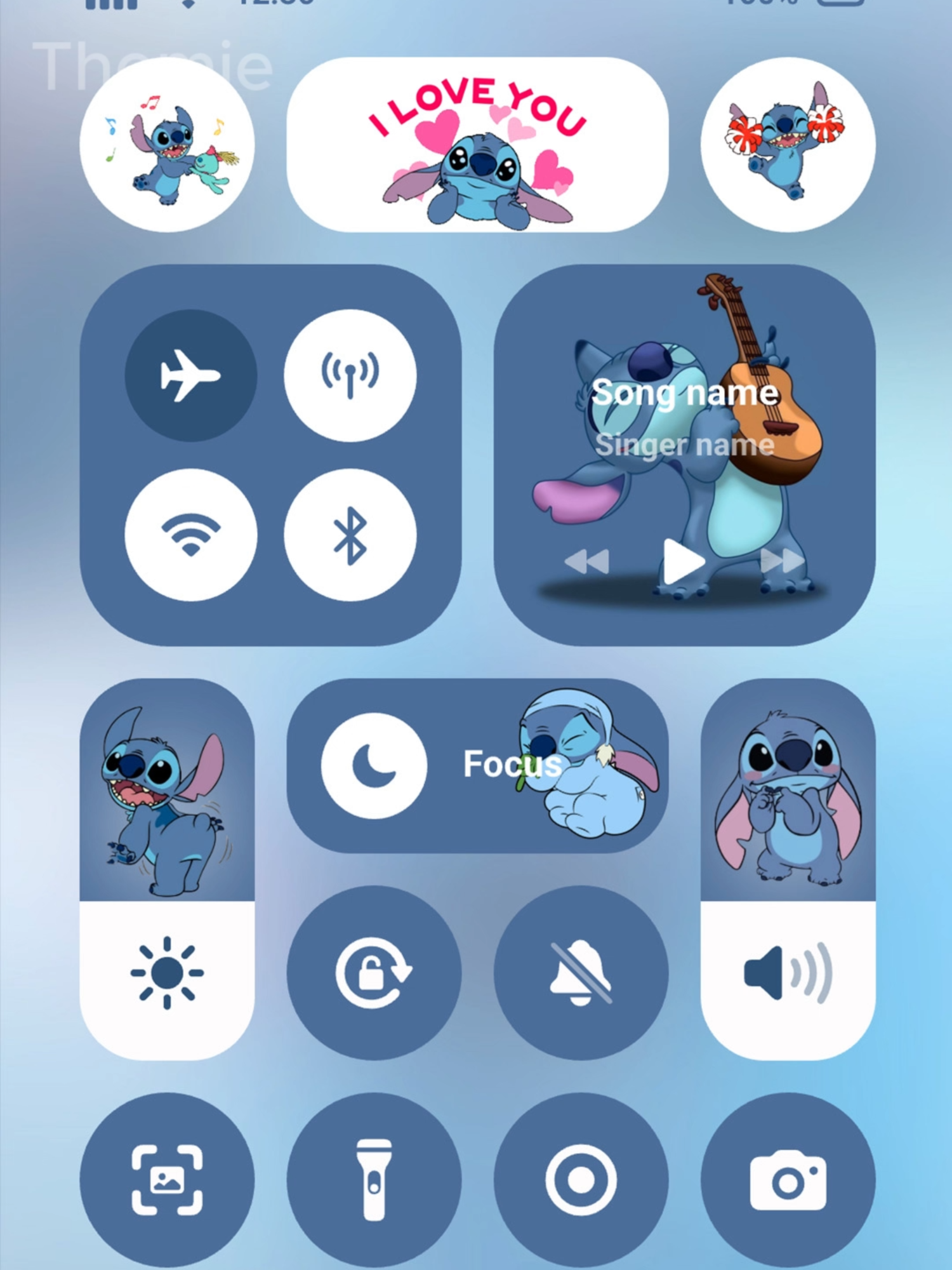 💙 Add a little sparkle to your phone with Stitch & other beloved characters! 🌟 Customize your home screen & control center to match your vibe! 🧸🎉 #themie #lockscreen #controlcenter #theme #ios18 #ios26 #stitch