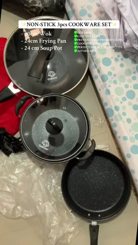 lutuan set na sobrang MURA🤩🤩  ✅DURABLE ✅EASY TO CLEAN ✅PREVENT FOOD FROM STICKING ✅GOOD FOR INDUCTION ✅PERFECT FOR ALL STOVES TYPE ✅AFFORDABLE #fypシ #fyp #cookingset #nonstick #kitchen 