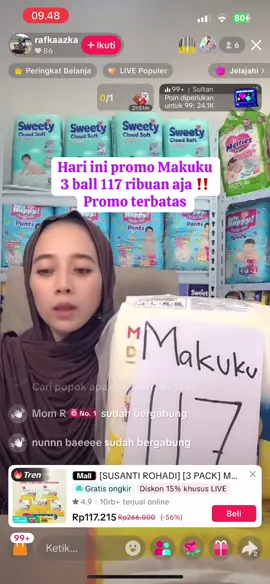 Promo Makuku 3 ball 117 ribuan#makuku #makukudrycare #popokbayi #diapers 