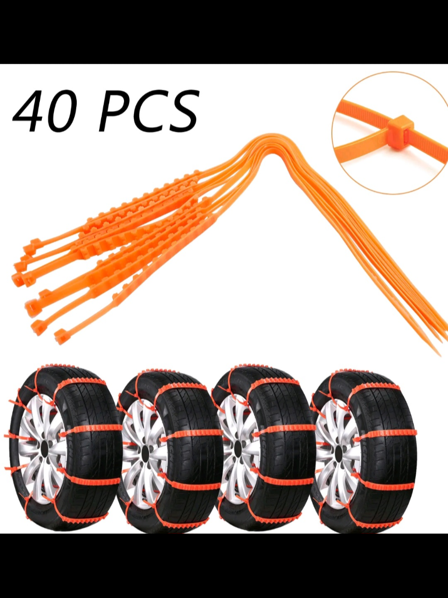 40pcs Universal Tire Chains Snow Chain #AntiSkid #Wheel #Belts #ForCars #Trucks #SUVs ,#Emergency #Winter #Driving #Enhanced #Traction #40pcs #Universal #Tire #Chains #Sn 