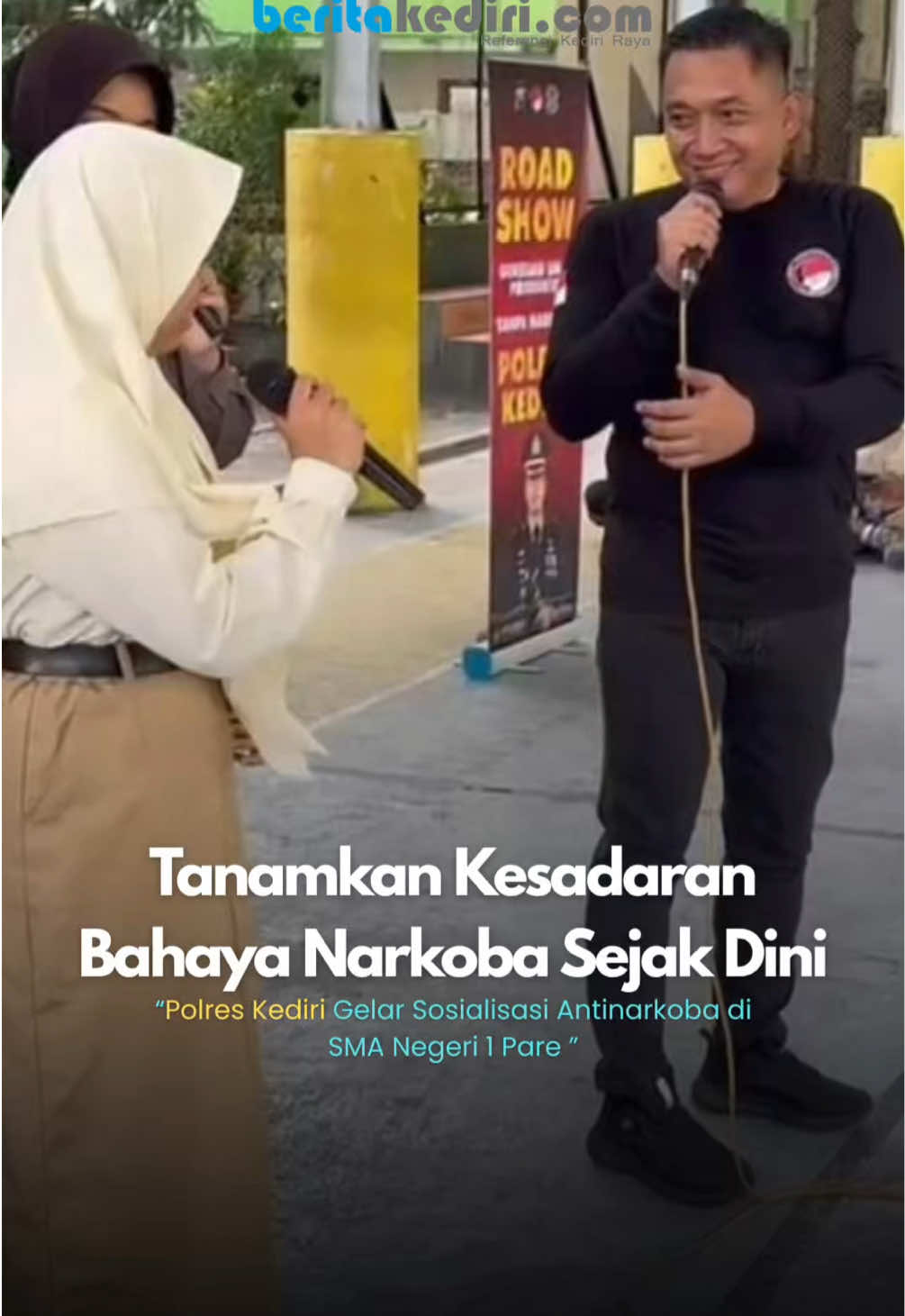 Upaya membangun daya cegah dan tangkal terhadap penyalahgunaan narkoba di kalangan pelajar, Polres Kediri mengadakan kegiatan sosialisasi bertema 