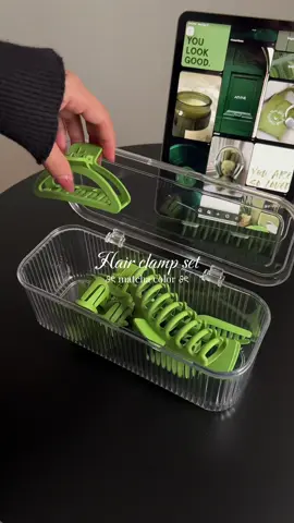 8pcs hair clamp set 💚✨ #hairaccessories #giftideas #hairclip #hairclamp #hairclipstyle 
