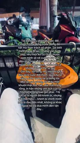 Tôi đã tự tay phá nát cuộc đời mình, rồi lại đứng trước đống đổ nát mà than trách số phận. Tôi biết mình đang đi sai , nhưng vẫn bước tiếp, như một kẻ cố chấp muốn xem mình sẽ rơi xuống đáy sâu đến mức nào. Tôi phản bội những người tin tưởng mình, phản bội cả những lời hứa thề sẽ giữ . Giờ đây, tôi sông như một kẻ lưu đày giữa cuộc đời mình, quá khứ là xiềng xích, tương lai là bóng tối. Mỗi lần soi gương, tôi thấy một khuôn mặt hốc hác, đôi mắt trống rỗng, in hằn những vết tích của sự hối hận không bao giờ phai . Tôi từn sợ bị người đời khinh bỉ, nhưng giờ mới hiểu ... khinh bỉ chính mình mới là đau đớn nhất, không ai khác ngoài tôi đã đưa mình đên tận đây…#up #buontamtrang #viralvideo #xhuongtiktok 