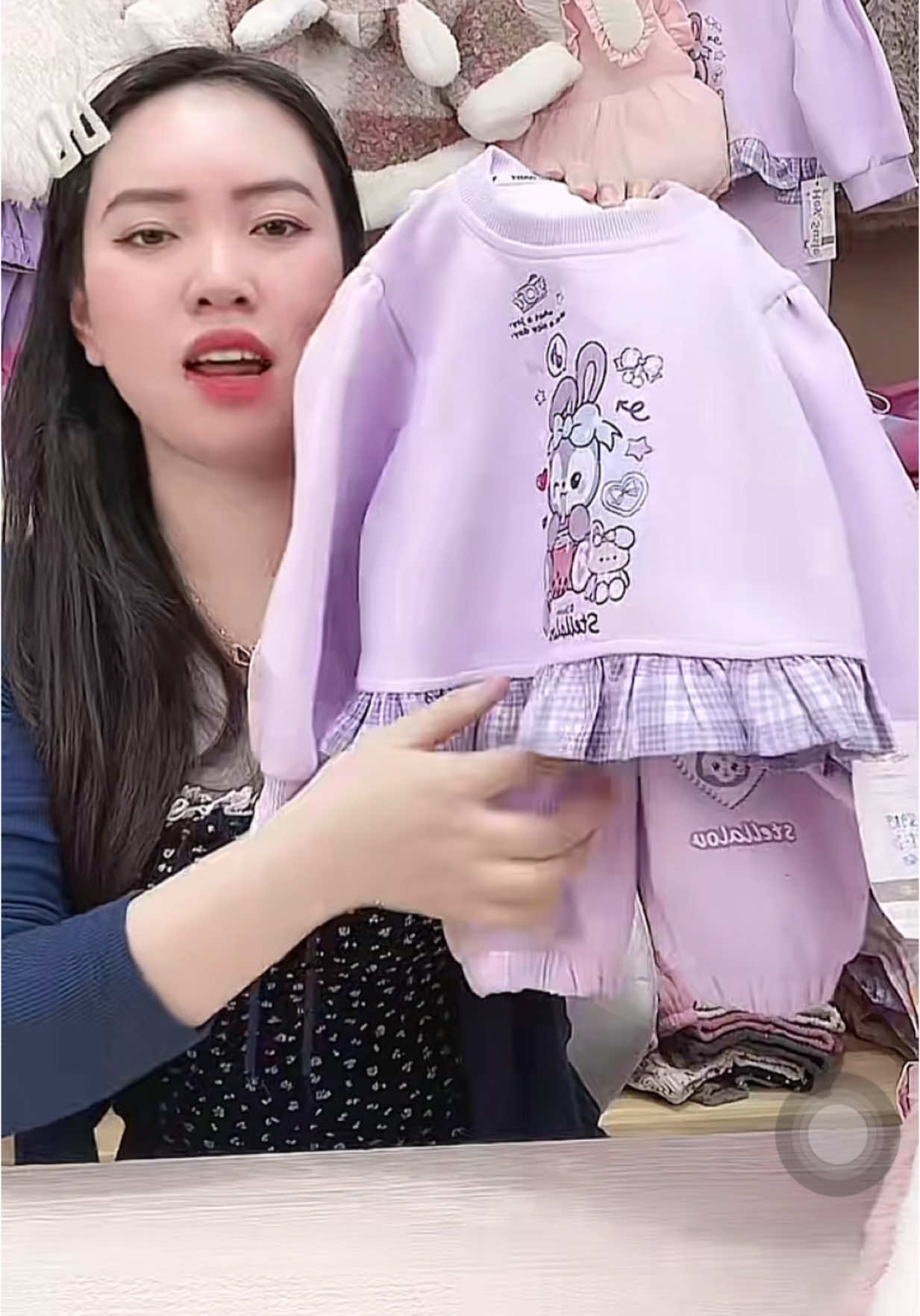 Set nỉ tím viền bèo xinh xỉu cho bé gái#mymy09 #xh #hottrend #thoitrangchobe 