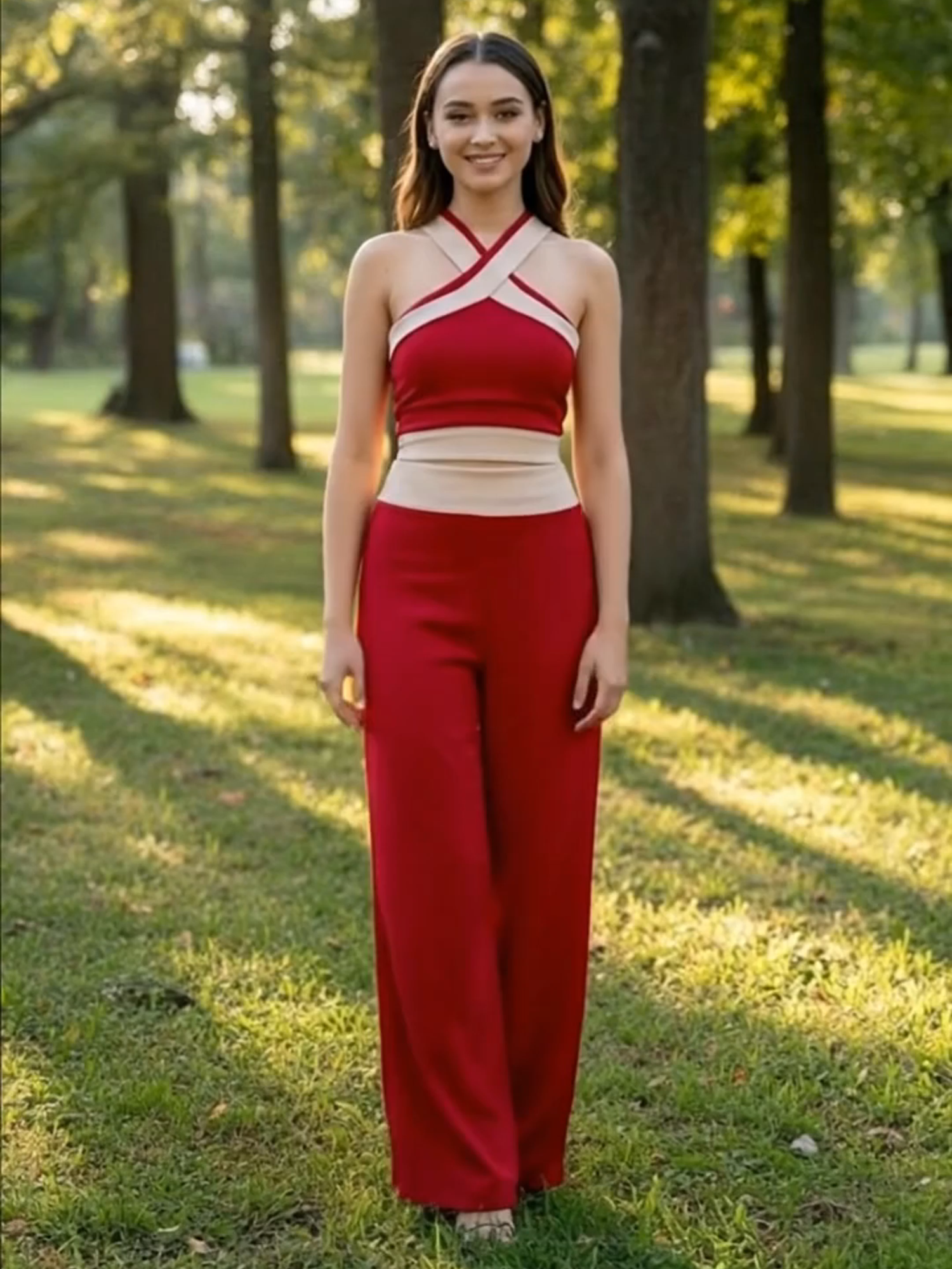Level up ang OOTD ✨ ANASTACIA Halter & Pants Set, chic coord sa crepe fabric. Perfect pang casual! Tap 🛒 sa kaliwa para bumili! #fashion #ootd #fashiontiktok #clothes #tiktokshopfashion #ternoset #oversizedtop #skortstyle #coordinatesph #casualwear