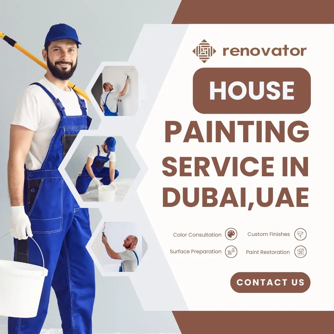 Give your home a fresh, new look with Renovator's expert house painting services in Dubai! From picking the perfect color to flawless custom finishes, we handle everything. Our services include: Color Consultation: We help you choose the ideal shades for your space. Surface Preparation: We ensure a smooth, lasting finish. Custom Finishes: We create unique looks tailored to your style. Paint Restoration: We can bring old walls back to life. Ready for a change? Contact us for a free quote! #paintingservices  #homemakeover  #wallpaint  #interiordesign  #dubaihomes 