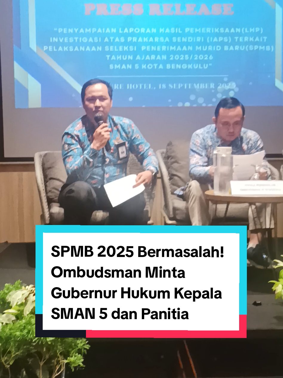 SPMB 2025 Bermasalah, Ombudsman Minta Gubernur Hukum Kepala SMAN 5 dan Panitia. 