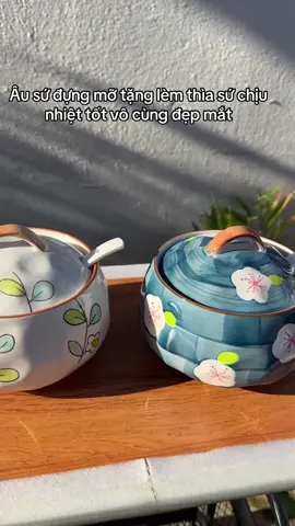Âu sứ đựng mỡ lợn, hầm gà, chưng yến sang trọng, decor căn bếp vô cùng đẹp mắt #caocap #sucaocap #decor #gomsu #dungmolon 