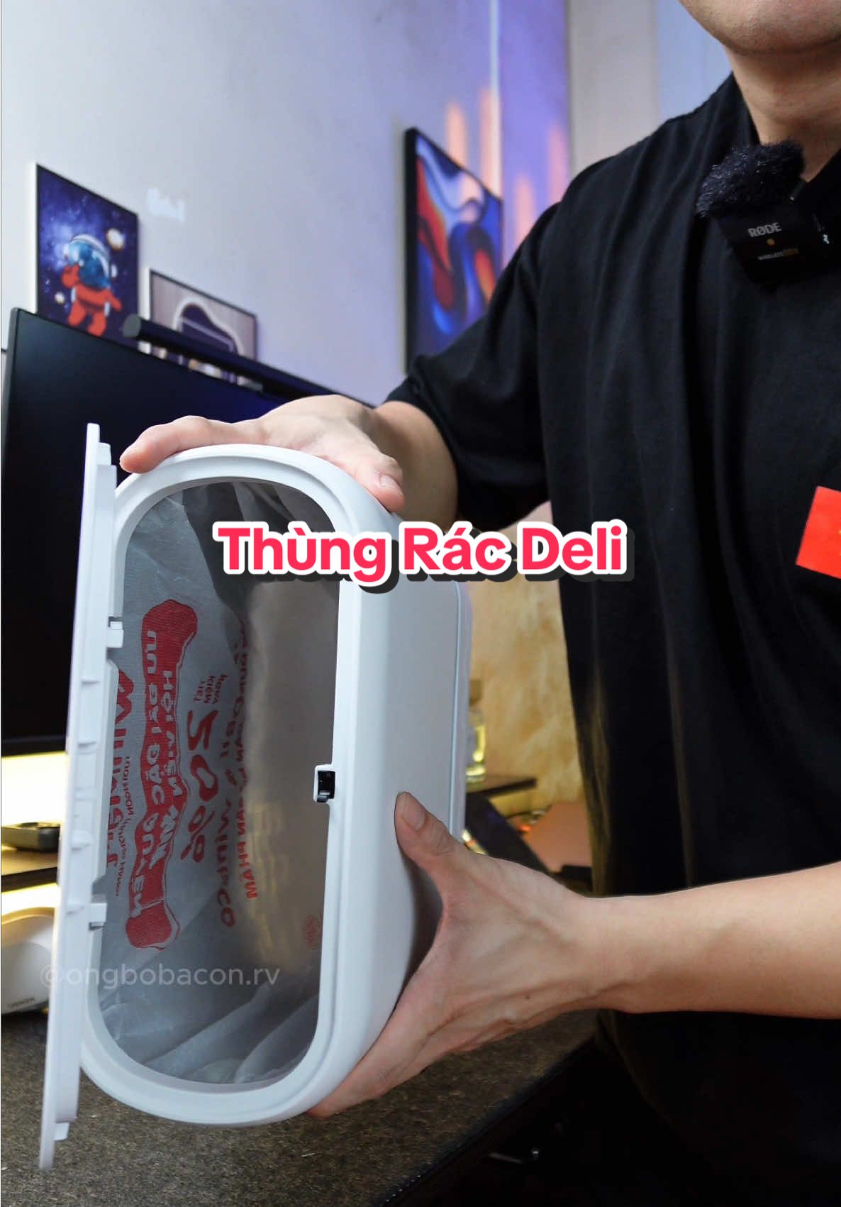Thùng rác tự căng túi Deli #ongbobaconreview #LearnOnTikTok 