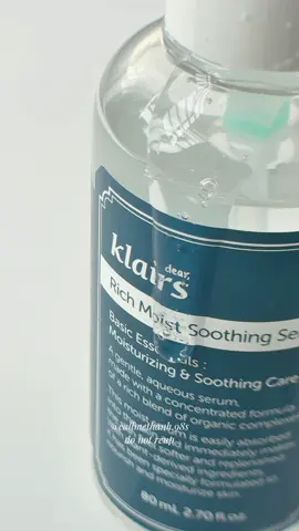 Tinh chất cấp ẩm và làm dịu da Dear Klairs Rick Moist Soothing Serum🫧 #klairsvietnam #klairs #serumgiare #serumcapam #fyp 