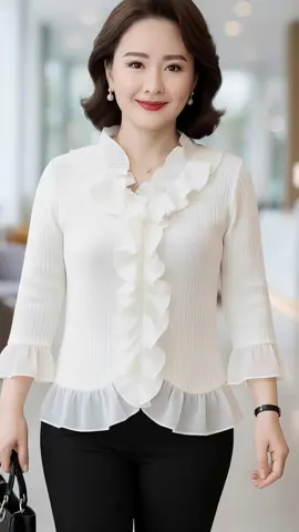 Áo thun nữ tay dài viền ren cho chị em trung niên có bigsize #aotrungnien #Thoitrangtrungnien #thoitrangbigsize #MacDepMoiNgay #xuhuong 