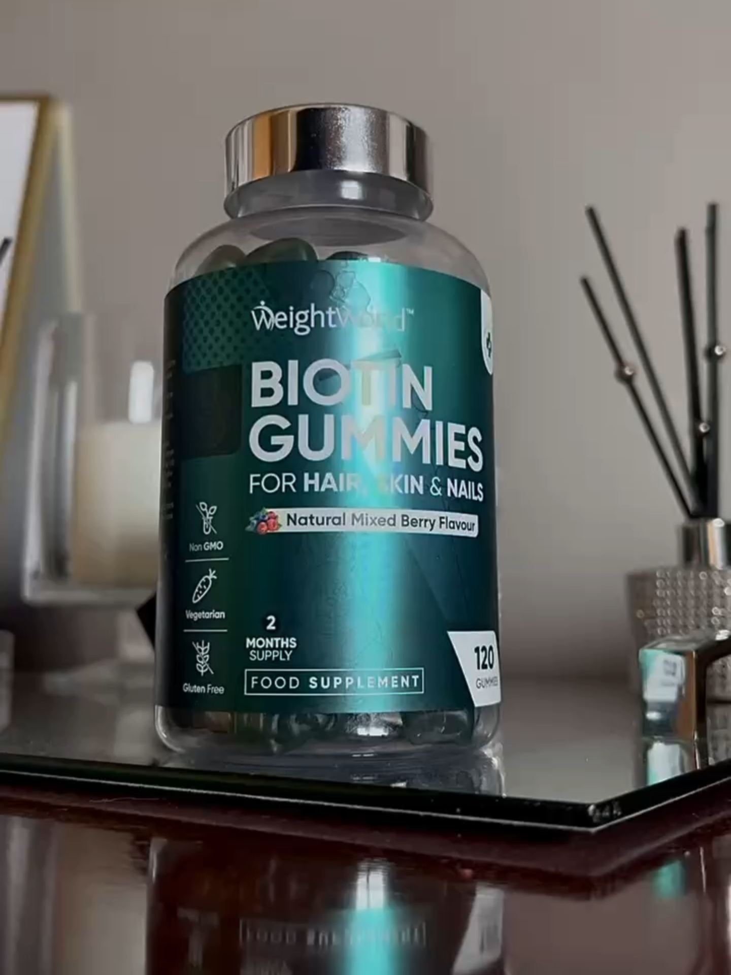 Have you tried our trending Biotin Gummies yet? 🫐🍓 They have a yummy mixed berry flavor, and @goodvibesonly5552 knows how amazing they are for your hair, skin, and (matching) nails💅✨ #weightworld #weightworlduk #biotin #biotingummies #hairskinnails #hairgummies #hairtok #hairtips #skincare #skincareroutine #skincaretiktok #skincaretiktok #nailtips #strongnails #tiktokmademebuyit