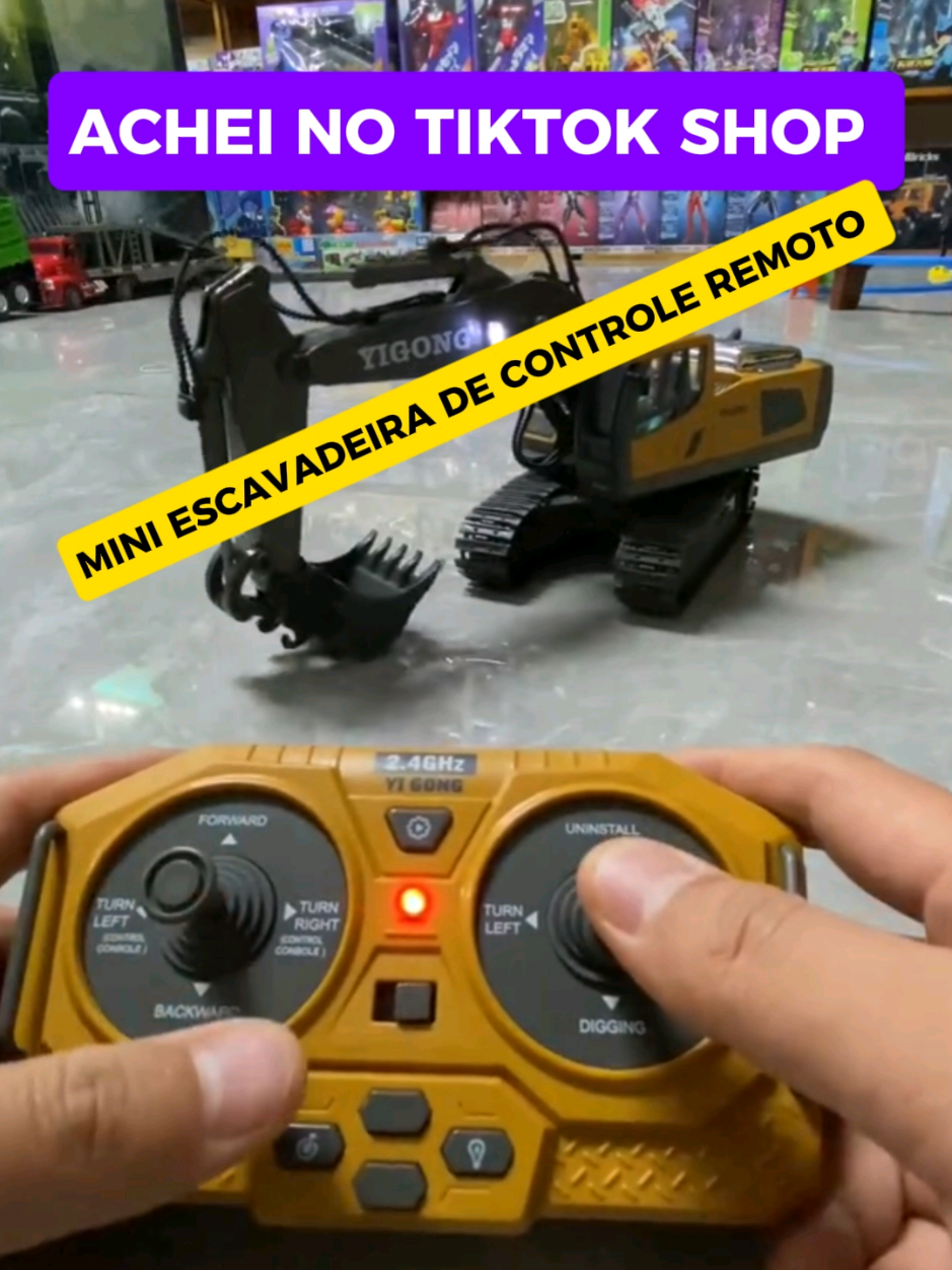 Mini escavadeira de controle remoto #fyu #presente #diadascrianças #brinquedo #Escavadeira 