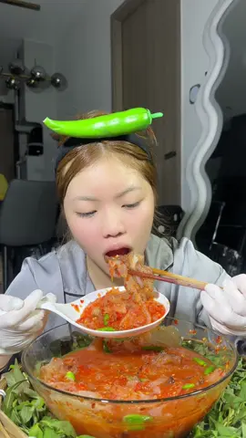 Ăn sứa sợi sốt thái siêu cay#xuhuong #mukbang 